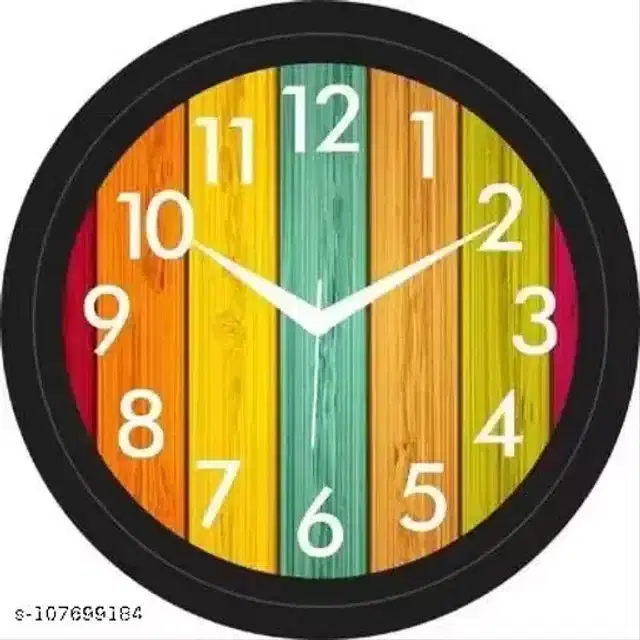 Designer Plastic Wall Clock, Multicolor, 28x28 cm