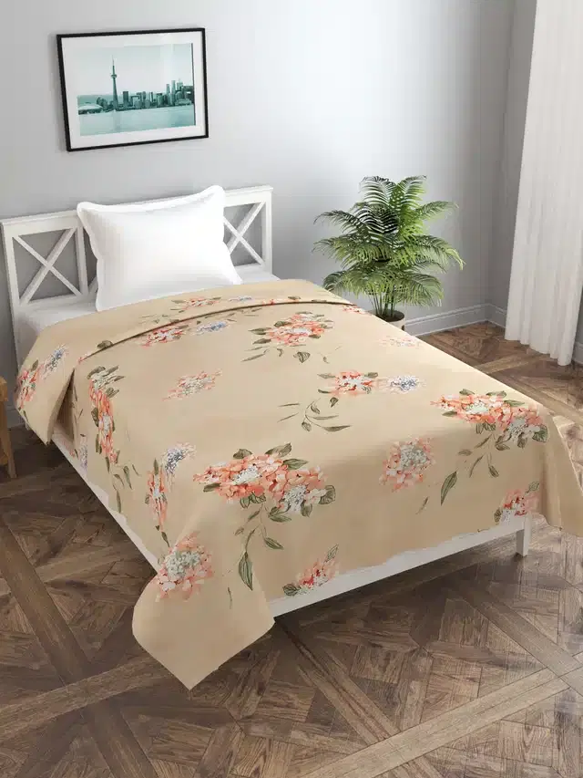 Single Duvet Cover with Zipper, Peach, 60x90 Inches