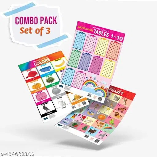 Bookford Publications My small chart Alphabet, Colors & Tables (Set of 3)