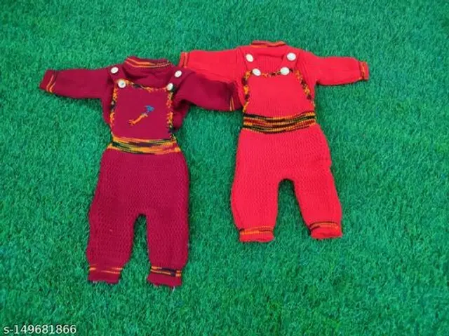 Woolen Clothing Set for Boys, Pack of 2 (0-3 Months, Maroon - Red)