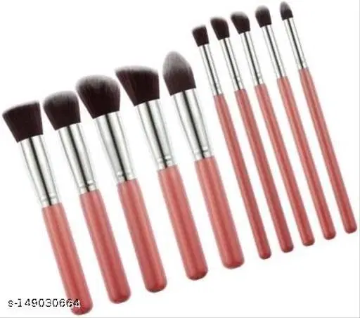Professional Beauty Series 10 Pcs Pink Makeup Brush Set  (Pack of 10)