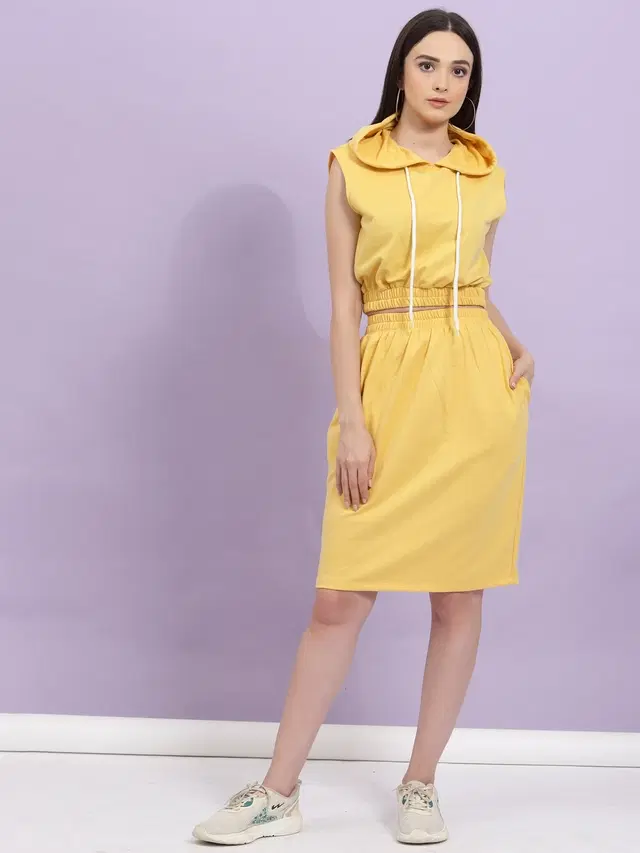 Pure Cotton Top & Bottom Set for Women (Yellow, L)