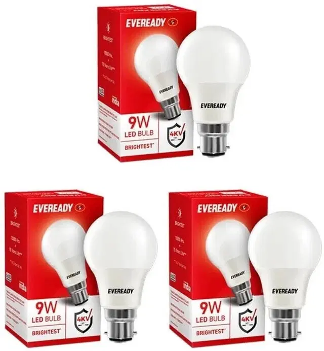 Eveready 9W B22 LED Bulb, White [Pack Of 3]