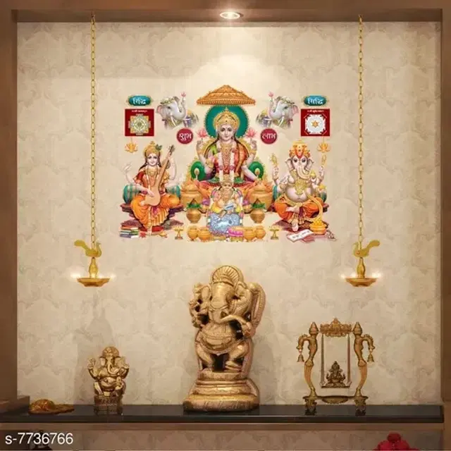 Laxmi Ji Diwali Special Wall Sticker, 45x50 cm