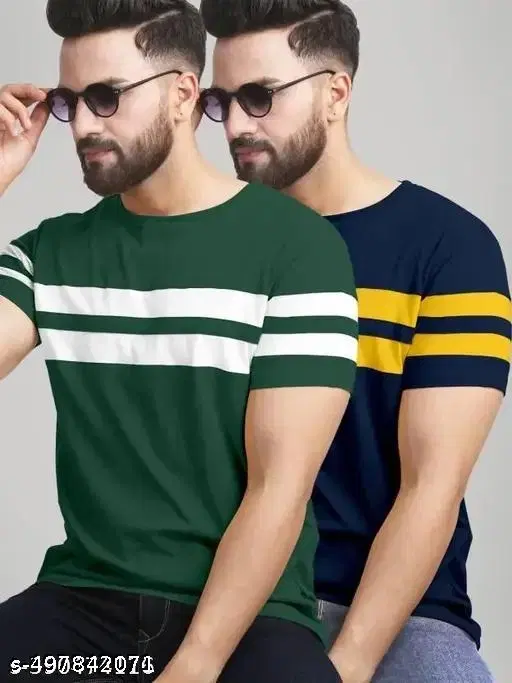 Cotton Blend T-shirt for Men, Multicolour, Pack of 2 (XXL)
