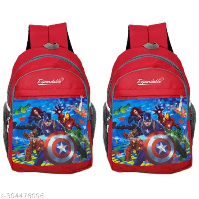 Canvas Backpacks for Kids, Red, 30 L, Pack of 2