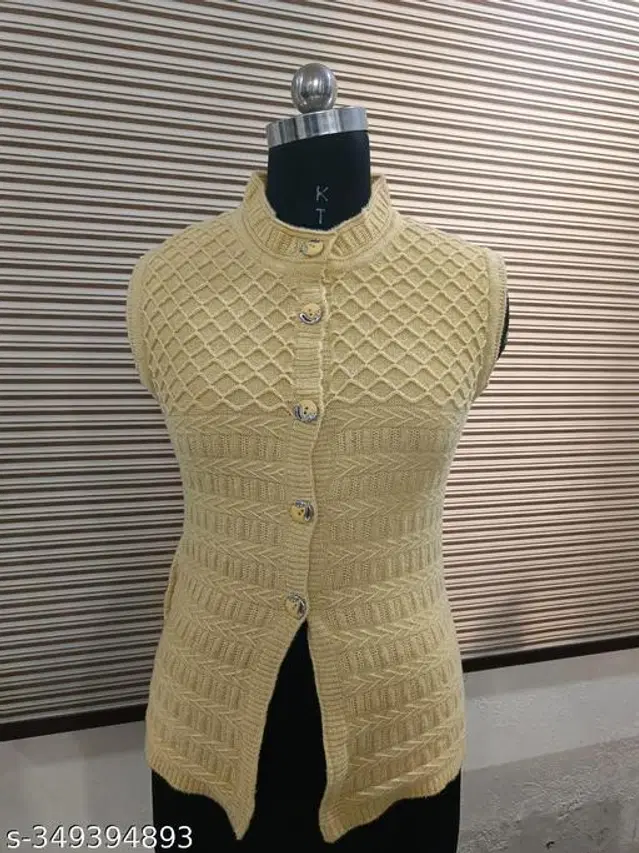 Woolen Sweater for Women (Cream, M)