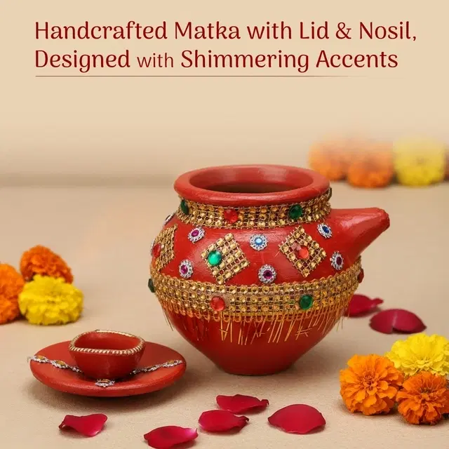 Pure Traditional Karva Matki Decorative Pot | Handcrafted & Embellished
