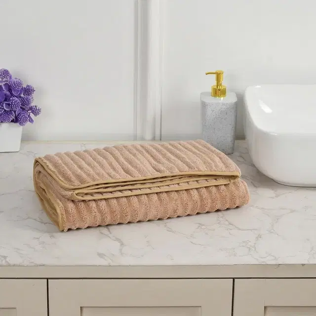 CottonBolls Soft Stripe Bath Towel Brown 70x140cm