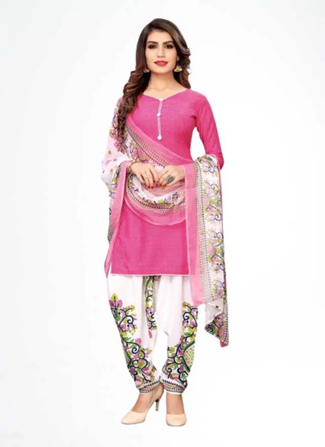 Kanooda Georgette Women's Printed Salwar Suit (Pink) (KS-1)