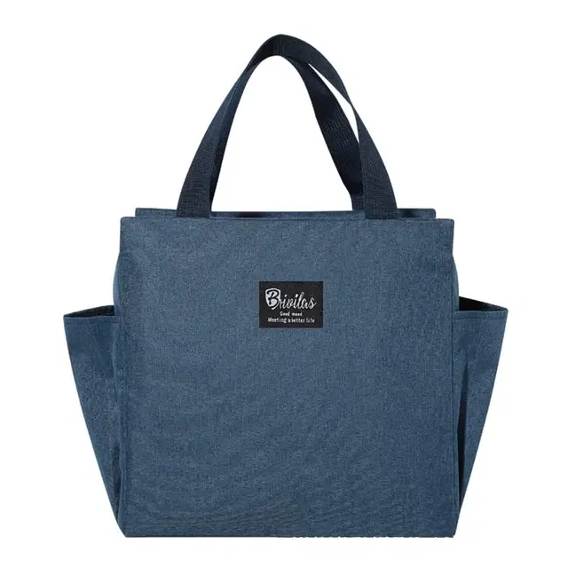 Lunch Box Bag with side Pocket Insulated thermal (Blue)
