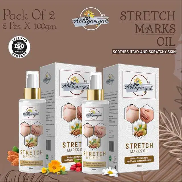 Abhigamyah Present Repair Stretch Marks Removal Natural Heal Pregnancy Breast, Hip, Legs, Mark Oil, 100 ml, Pack Of 2, A-966