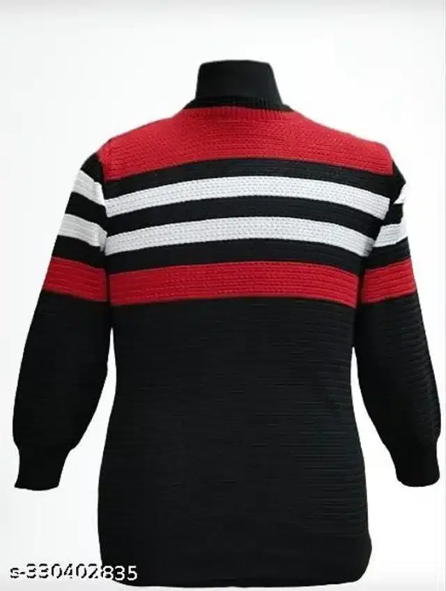 Woolen Sweater for Men (Red & Black, Free Size)