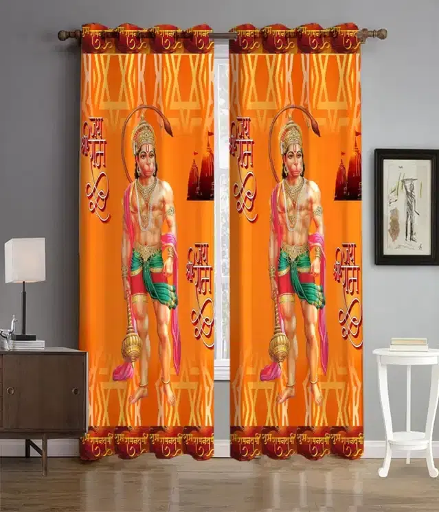 Polyester Printed Door & Window Curtains, Multicolor, 7 feet