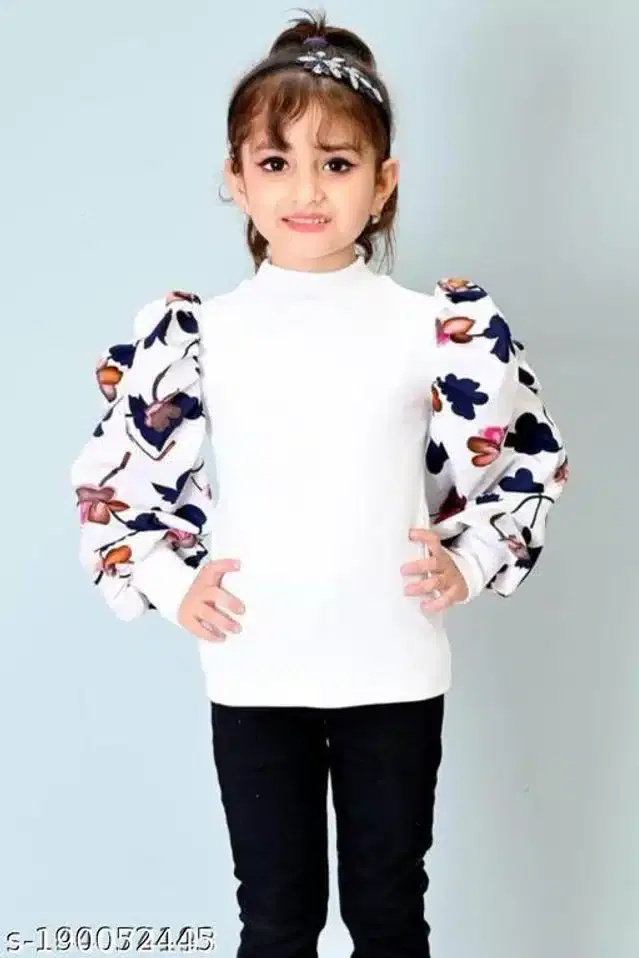 Full Sleeves Top for Girls (White, 9-10 Years)