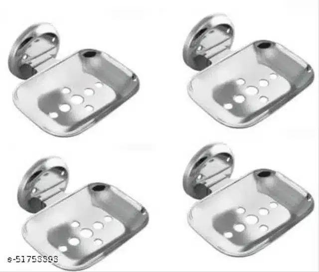 Stainless Steel Soap Holder, Silver, Pack of 4