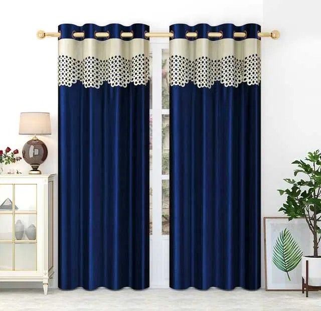 Homefab Polyester Curtains, Navy Blue, 7 Feet, HF-240