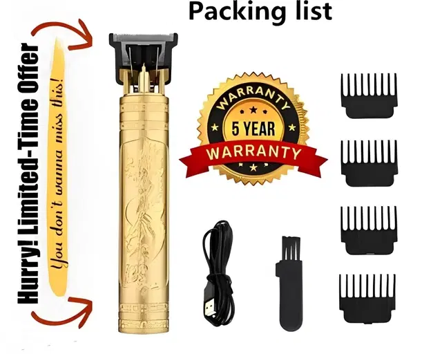 Rechargeable Professional Hair Trimmer for Men, Gold