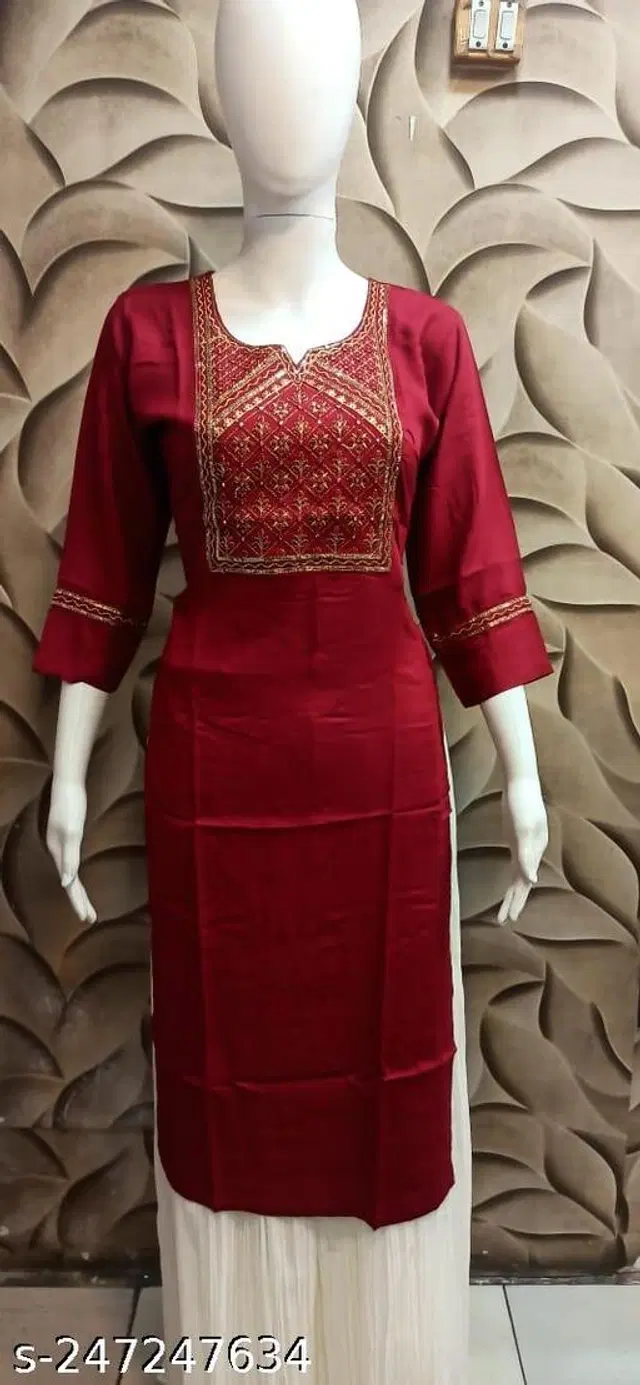 Rayon Slub Printed Kurti for Women (Maroon, 6XL)
