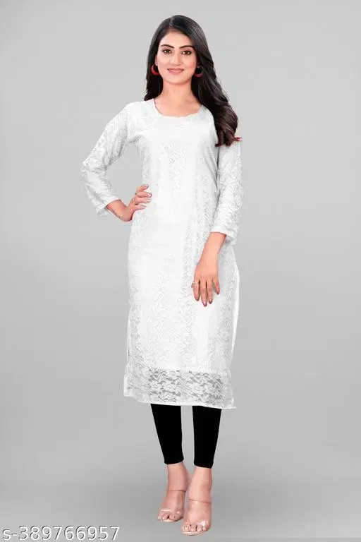Net Kurti for Women,  White  (S)