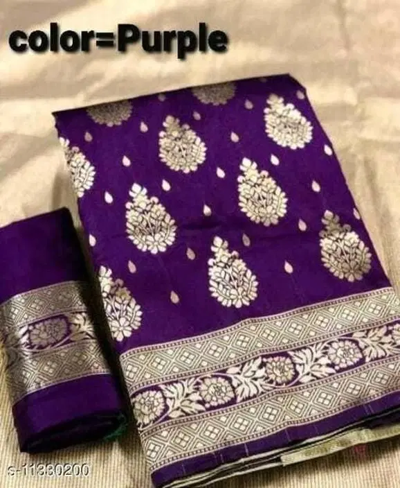 Silk Woven Design Saree for Women, Purple (6.3 m)