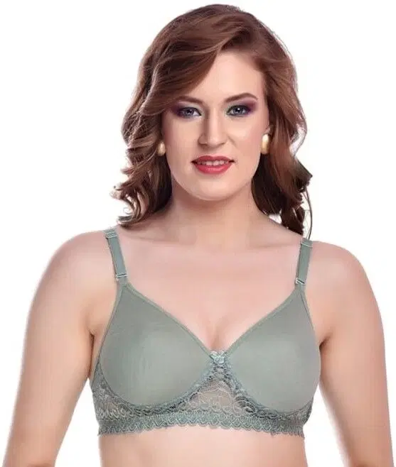 Cotton Blend Bra for Women, Green (34)
