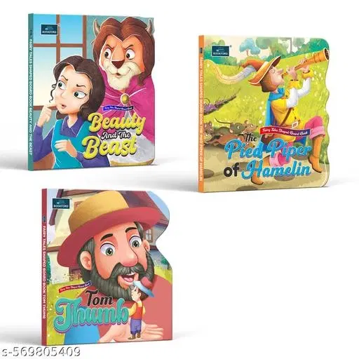BOOKFORD Fairy Tale Shaped Board Book | Beauty and the Beast,  The Pied Piper, and Tom Thumb  | for kids | fairy tales | story books | (Set of 3)