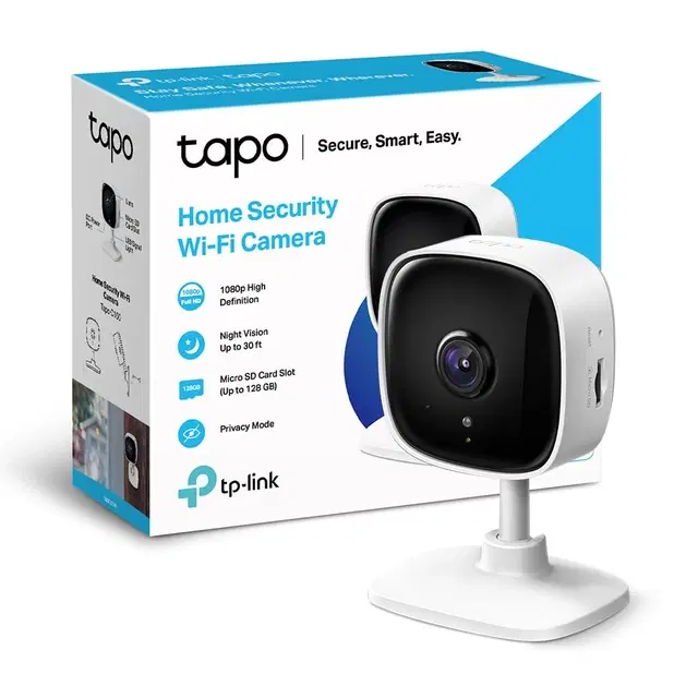 TP-Link Tapo 2MP 1080p Full HD Home Security Wi-Fi Smart Camera| Alexa Enabled| 2-Way Audio| Night Vision| Motion Detection| Sound and Light Alarm| Indoor CCTV, Tapo C100, White, Pack of 1