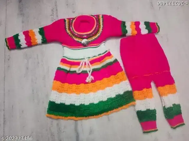 Woolen Sweater & Pant for Girls (Multicolor, 9-12 Months)