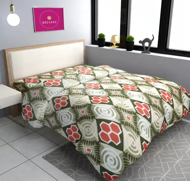 Woolen Printed Double Bed Duvet Cover, Green, 90x100 Inches
