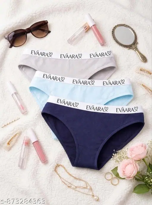 Evaara Cotton Briefs for Women, Pack of 3 (Blue, XS)
