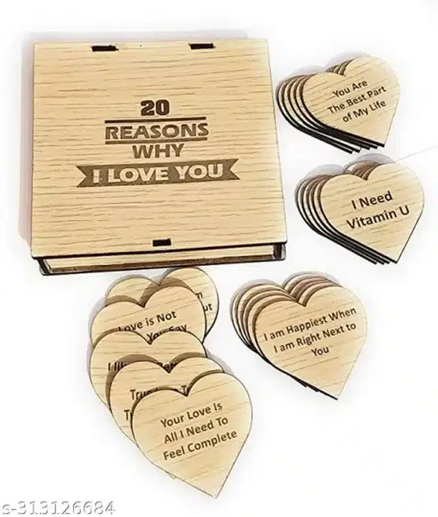 Wooden Love Message Box Gift, Beige