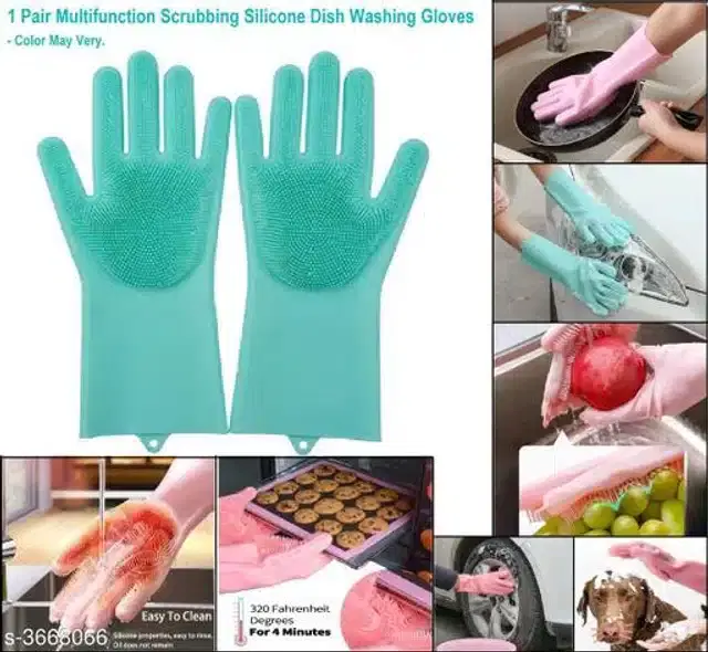 Silicone Cleaning Scrubber Gloves, Assorted
