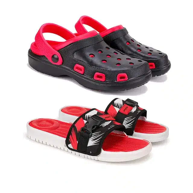 Combo of Clogs & Flip Flops for Men, Pack of 2 (Multicolour, 7)