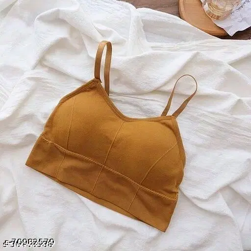 Viscose Spandex Sports Bra for Women, Mustard (30B)
