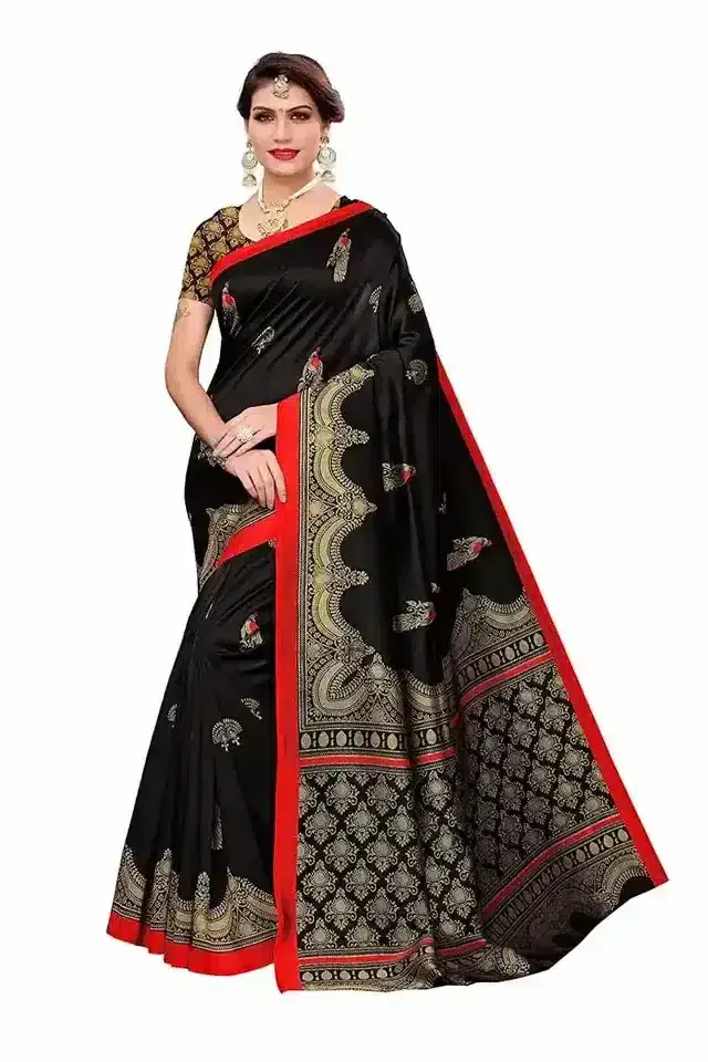 Sharda Creation Art Silk Printed Sarees (Black) (Sharda_27)
