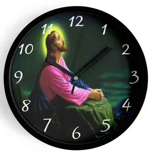 Plastic Jesus Printed Wall Clock, Multicolor, 10x10 Inches