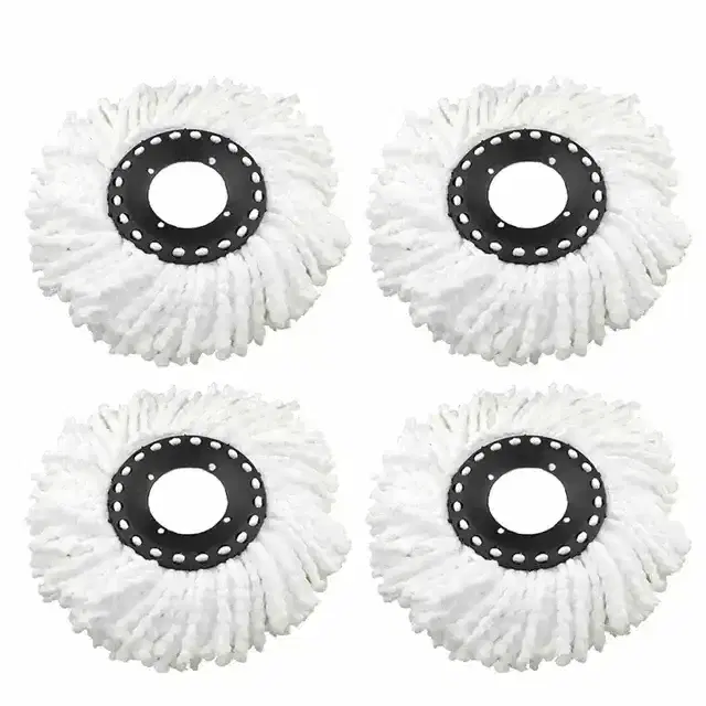 Shopeleven 360 Rotating Magic Spin Microfiber Mop Head Refill, Set of 4, White