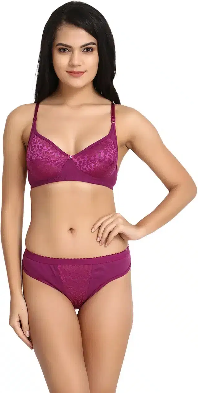Hosiery Lingerie Set for Women (Purple, 32)