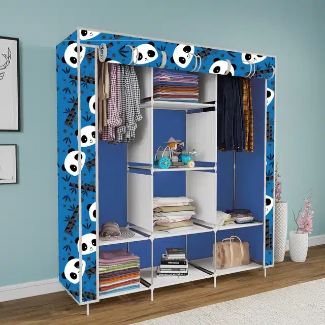 Carbon Steel 3 Door 8 Shelf Printed, Blue