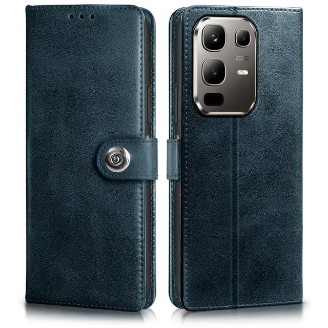 Artificial Leather Mobile Flip Cover for Infinix X6857B / Note 50x 5G (Blue)