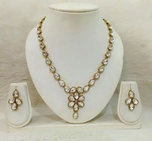 Beautiful Kundan Necklace for Women & Girls, White