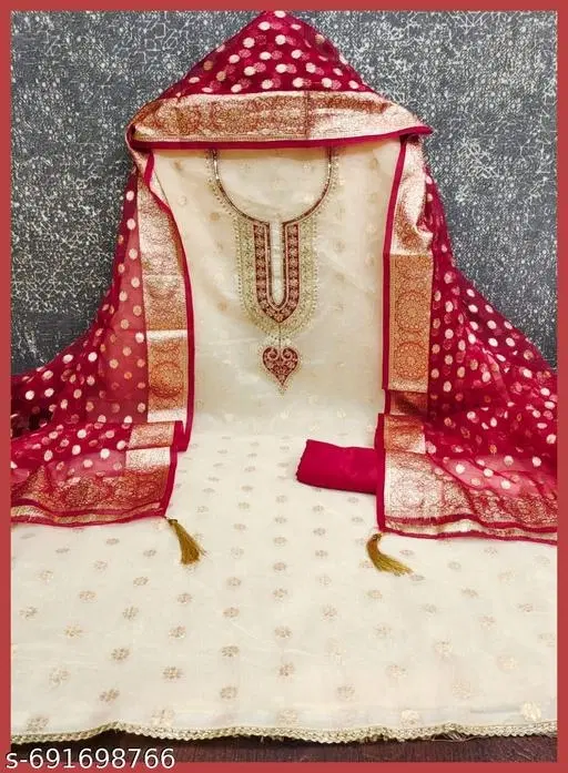 Silk Blend Embroidered Punjabi/All Over Suits for Women (Multicolor, 6.45 meter (XL)
