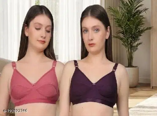 Non Padded Full Coverage Bra for Women, Pack of 3 (Purple, 38B)