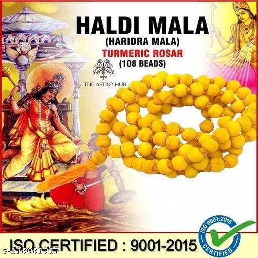Natural Turmeric Rosary Haldi Mala Wood Necklace for Men (Orange)