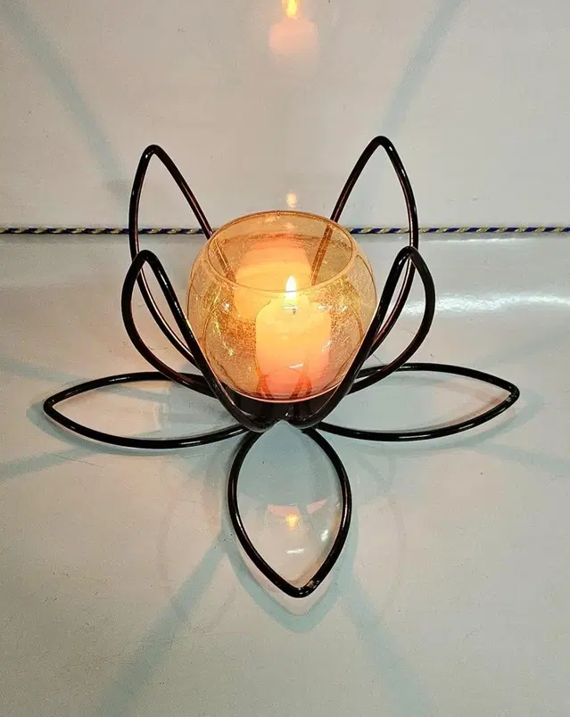Metal Decorative Moroccan-Style Candle Holder, Black, Pack of 1