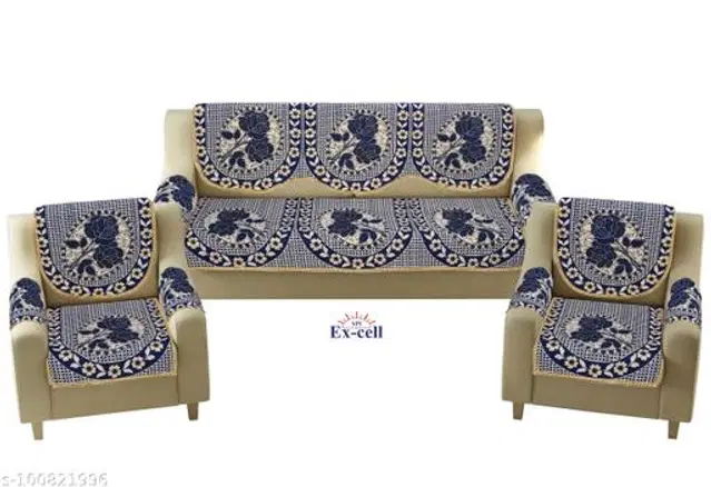 Polycotton 5 Seater Sofa Covers, Blue, Set of 1