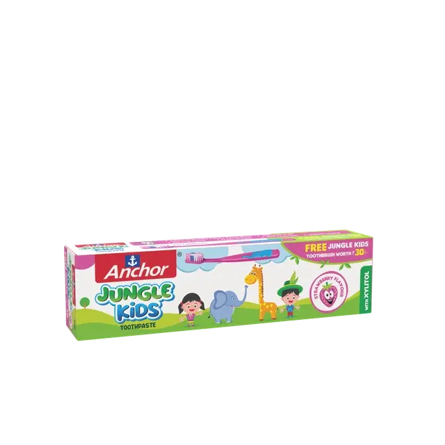 Anchor Jungle Kids Strawberry Toothpaste 50 g + Free Jungle Kids Toothbrush