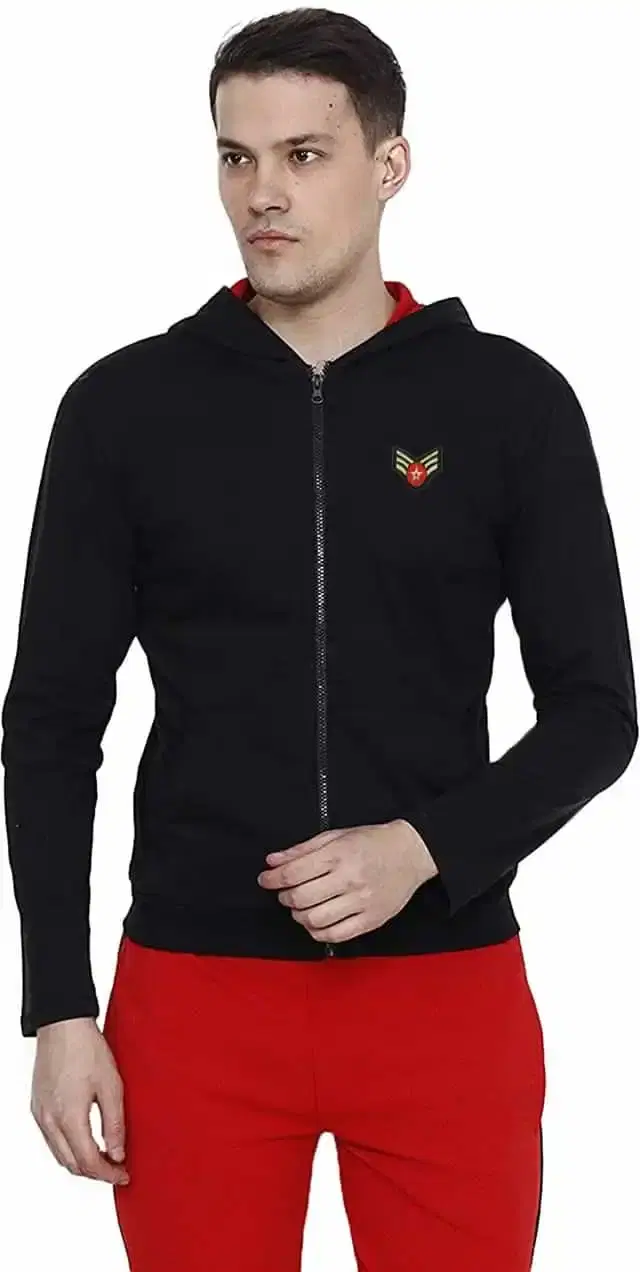 KRYPTAR Full Sleeve Solid Sidhi Zip Hoodies KRYPTAR-Hoodie3_New_Black_S