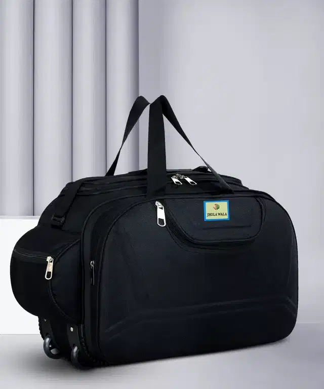 Nylon Traveling Luggage Bag with Wheels, Black,60 L